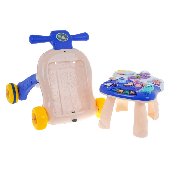 Premergător interactiv pentru copii 3 în 1 - Inlea4Fun MUSIC WALKING CAR - albastru/galben