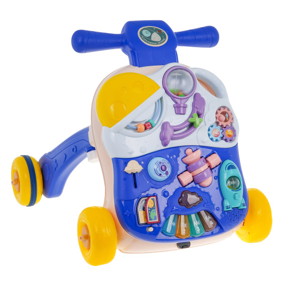 Premergător interactiv pentru copii 3 în 1 - Inlea4Fun MUSIC WALKING CAR - albastru/galben