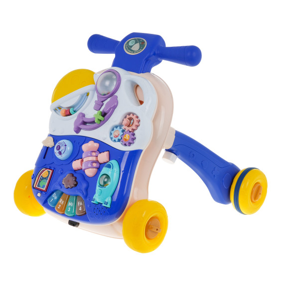 Premergător interactiv pentru copii 3 în 1 - Inlea4Fun MUSIC WALKING CAR - albastru/galben