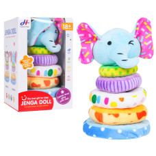 Mäkká plyšová pyramída pre najmenších JENGA DOLL - slon - 