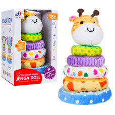Mäkká plyšová pyramída pre najmenších JENGA DOLL - žirafa - 
