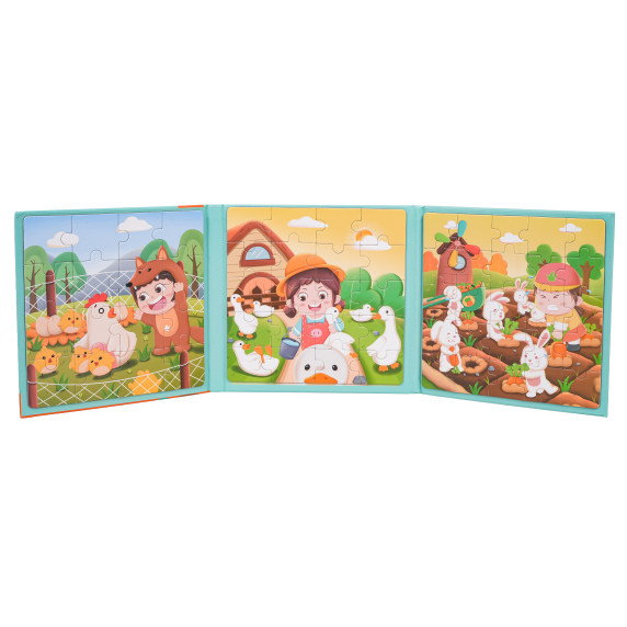 Carte puzzle magnetică 3 în 1 – 61 piese