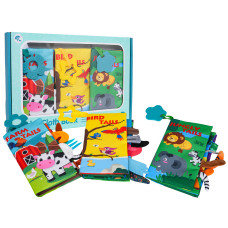 Sada mäkkých senzorických kníh pre najmenších 3 kusy BABY CLOTH BOOK - 