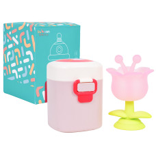 Jucărie pentru dentiție cu efecte senzoriale - LOVE ROCKET TEETHER - Floare roz în cutie - 
