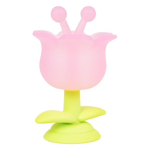 Jucărie pentru dentiție cu efecte senzoriale - LOVE ROCKET TEETHER - Floare roz în cutie