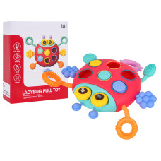 Jucărie senzorială multifuncțională în formă de buburuză – LADYBUG PULL TOY - 