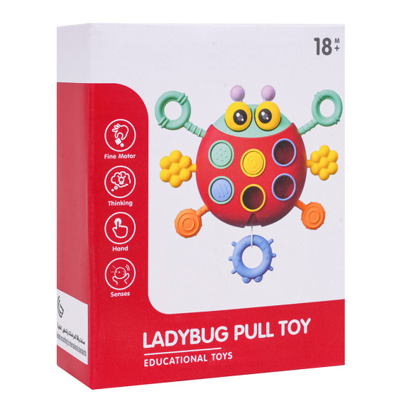 Jucărie senzorială multifuncțională în formă de buburuză – LADYBUG PULL TOY