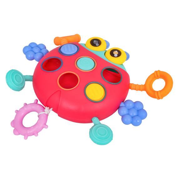 Jucărie senzorială multifuncțională în formă de buburuză – LADYBUG PULL TOY