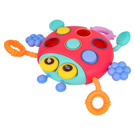 Jucărie senzorială multifuncțională în formă de buburuză – LADYBUG PULL TOY