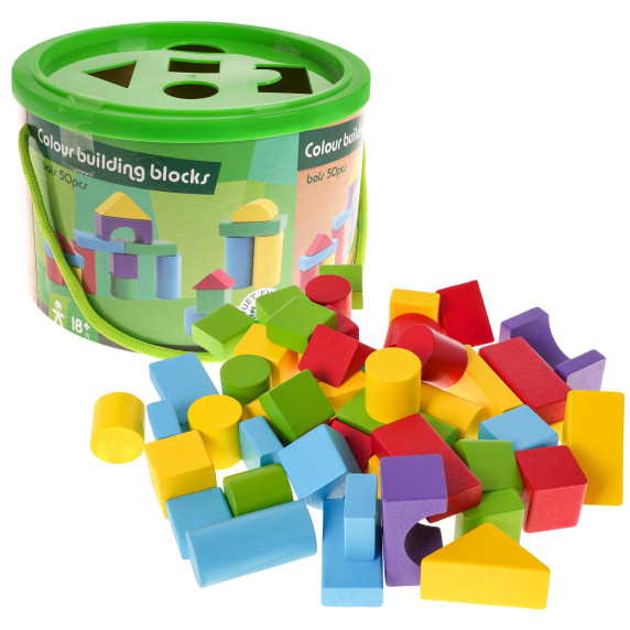 Set blocuri din lemn 50 piese -  Inlea4Fun