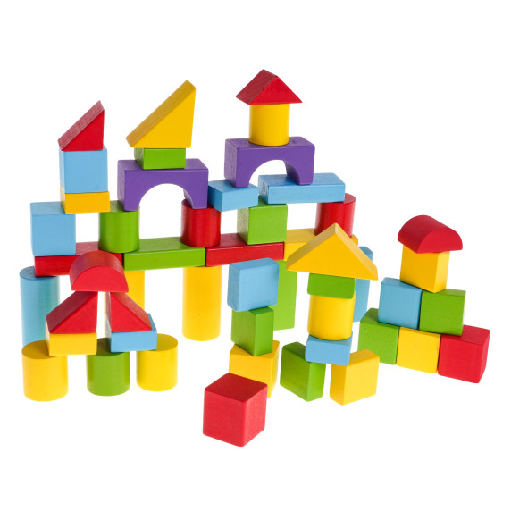 Set blocuri din lemn 50 piese -  Inlea4Fun