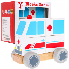 Mașină de ambulanță din lemn - Inlea4Fun BLOCKS CAR - 