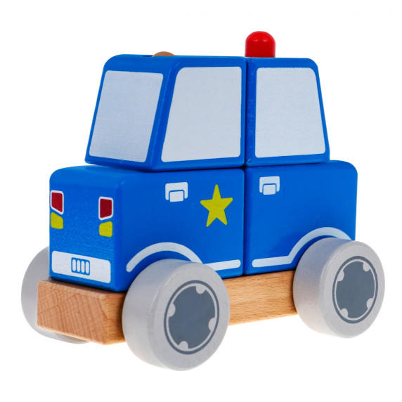 Fa játékautó rendőrautó Inlea4Fun BLOCKS CAR