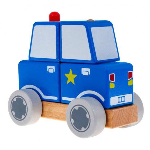 Fa játékautó rendőrautó Inlea4Fun BLOCKS CAR