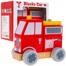 Fa játékautó tűzoltóautó Inlea4Fun BLOCKS CAR - 