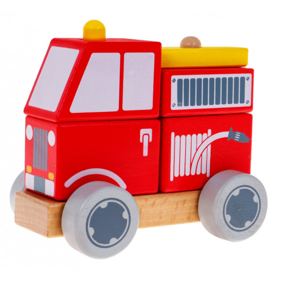 Fa játékautó tűzoltóautó Inlea4Fun BLOCKS CAR