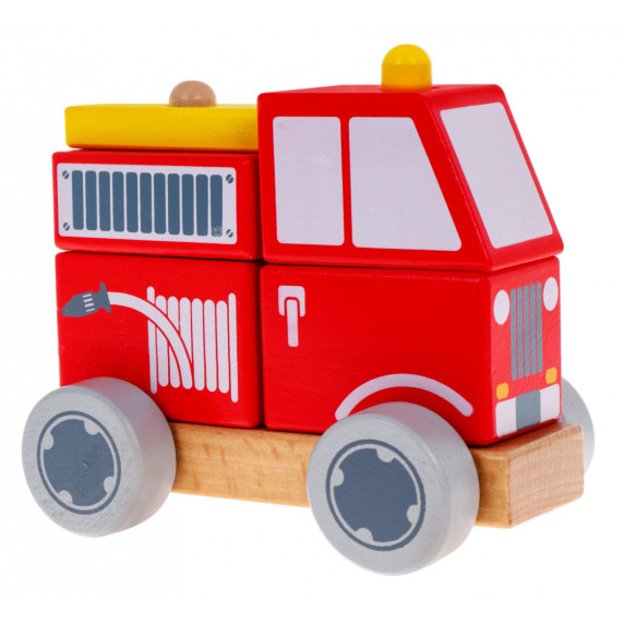 Fa játékautó tűzoltóautó Inlea4Fun BLOCKS CAR