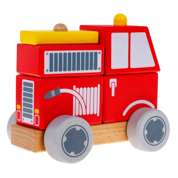 Fa játékautó tűzoltóautó Inlea4Fun BLOCKS CAR