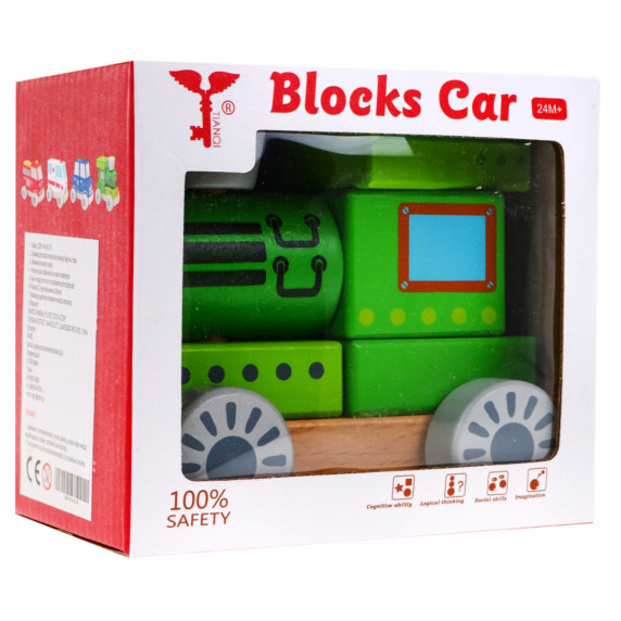 Locomotivă din lemn - Inlea4Fun BLOCKS CAR