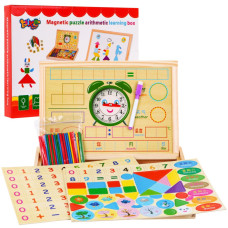 Tablă magnetică din lemn pentru copii cu accesorii - Magnetic puzzle arithmetic learning box - 