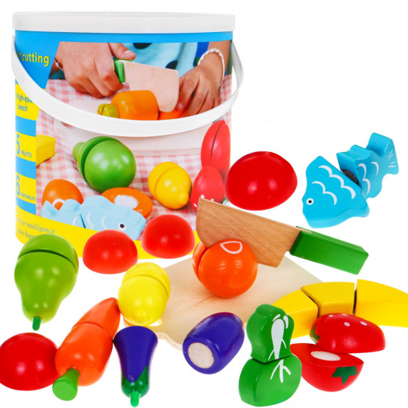 Fa szeletelhető zldség és gyümölcs készlet Inlea4Fun WOODEN FRUIT