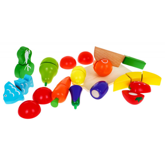 Fa szeletelhető zldség és gyümölcs készlet Inlea4Fun WOODEN FRUIT