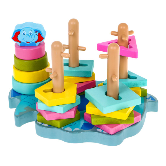 Puzzle educativ din lemn pentru copii - elefant