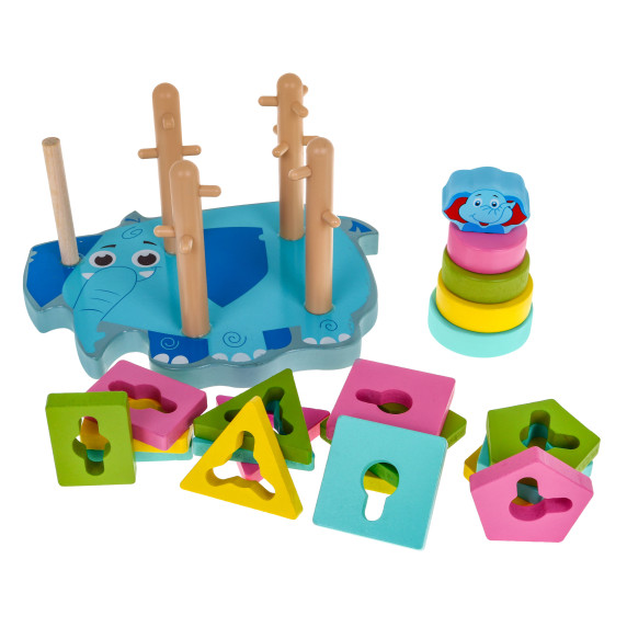 Puzzle educativ din lemn pentru copii - elefant