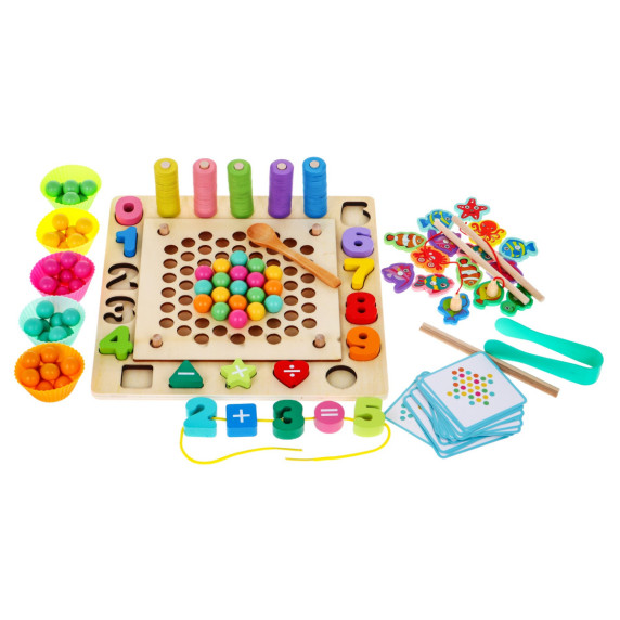 Set educativ din lemn 6 in1 pentru copii - Inlea4Fun MULTI FUNCTION FISHING GAME