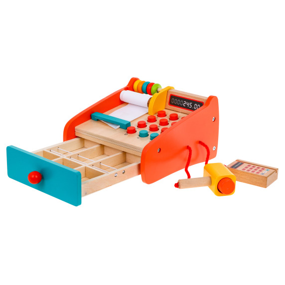 Casă de marcat din lemn pentru copii cu accesorii - Wooden Cash Register