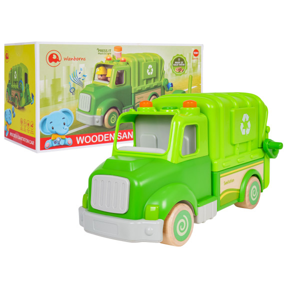 Drevené smetiarske auto s doplnkami WOODEN SANITATION CAR