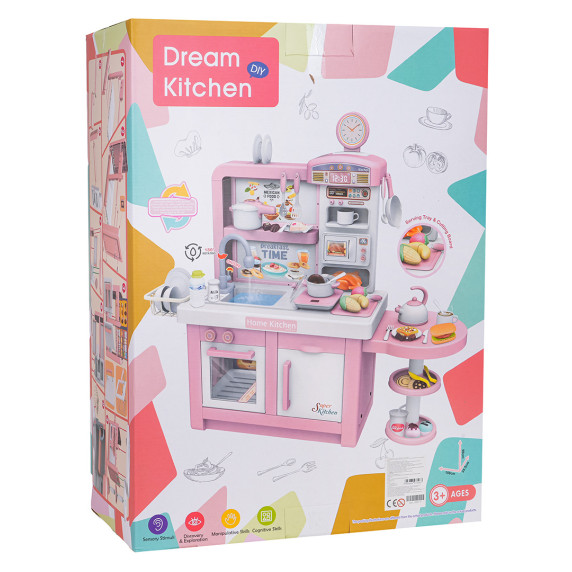 Bucătărie interactivă pentru copii cu accesorii – DREAM KITCHEN roz