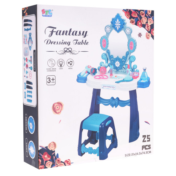 Masă de toaletă pentru copii cu scaun și accesorii - Inlea4Fun FANTASY DRESSING TABLE