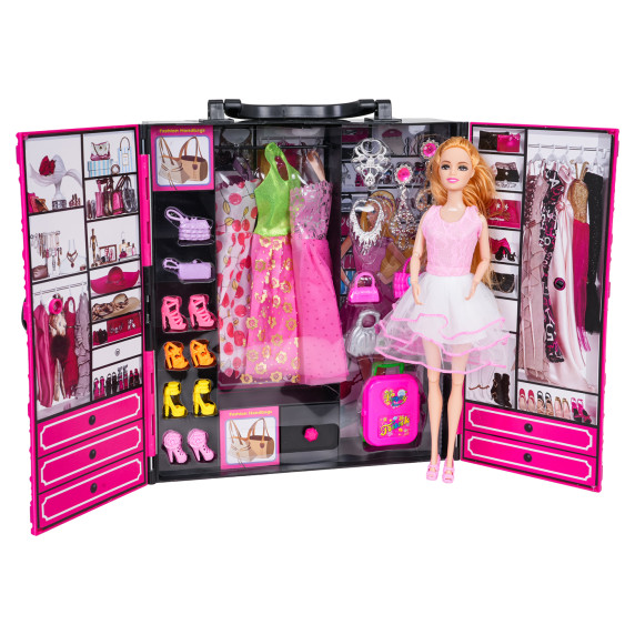 Összecsukható ruhásszekrény babával és kiegészítőkkel ELISA STYLE Összecsukható ruhásszekrény babával és kiegészítőkkel ELISA STYLE