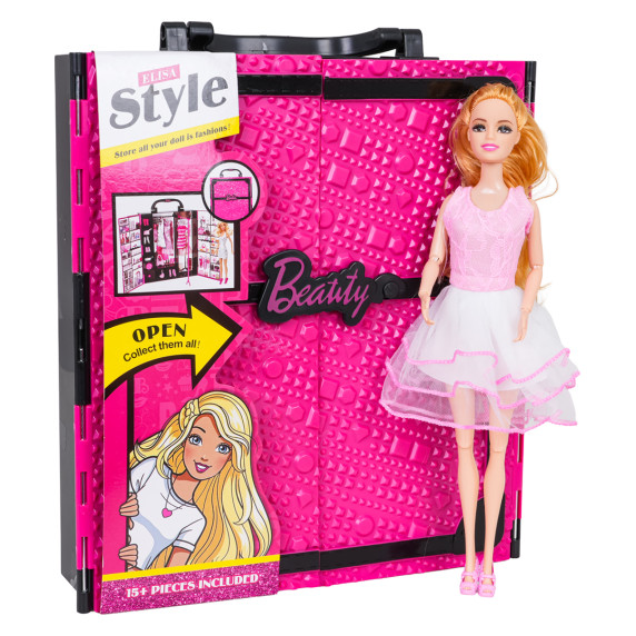 Összecsukható ruhásszekrény babával és kiegészítőkkel ELISA STYLE Összecsukható ruhásszekrény babával és kiegészítőkkel ELISA STYLE