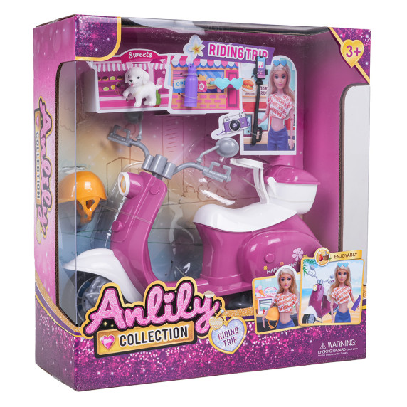Scuter pentru păpuși cu accesorii – ANLILY „Excursie cu scuterul”