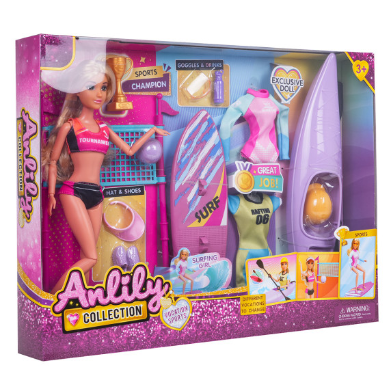 Păpușa Olga cu accesorii – ANLILY „Fata surfer”