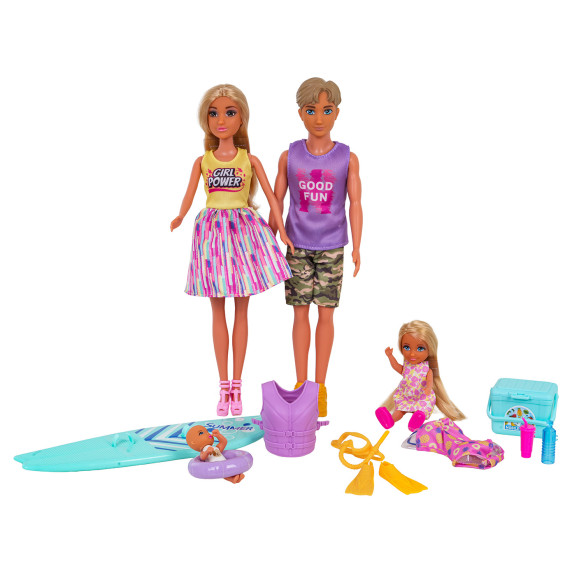 Set de păpuși, Familie în vacanță cu accesorii -  ANLILY COLLECTION
