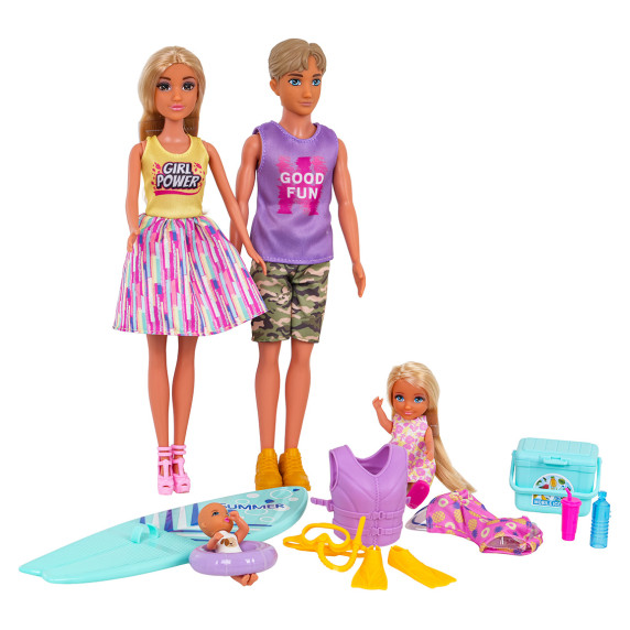Set de păpuși, Familie în vacanță cu accesorii -  ANLILY COLLECTION