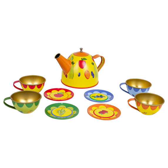 Detská čajová súprava kovová s motívom ovocia 15 prvkov METAL TEA SET