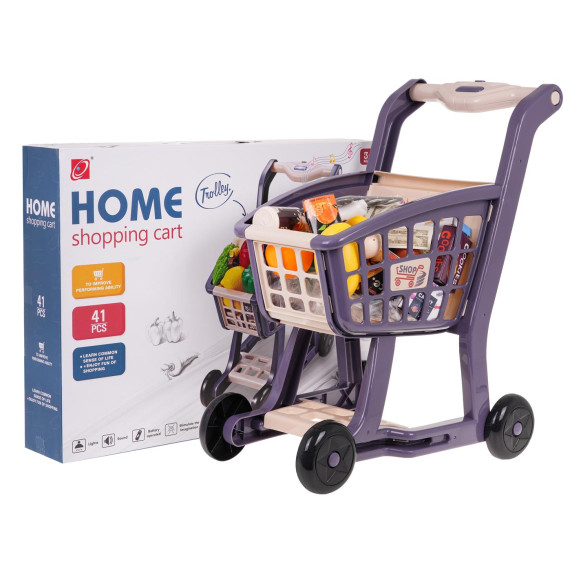 Játék bevásárló kocsi 41 darabos Inlea4Fun HOME SHOPPING CART