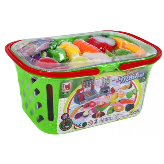 Játék bevásárlókosár pénztárgéppel és kiegészítőkkel Inlea4Fun SUPER MARKET