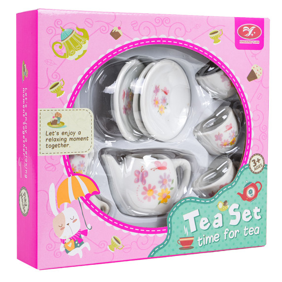 Játék kerámia teáskészlet 11 darabos TEA SET Time for tea - Virágmintás