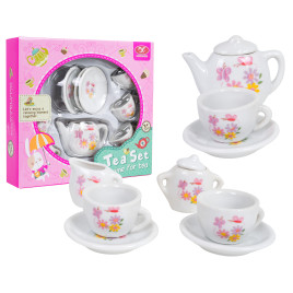 Játék kerámia teáskészlet 11 darabos TEA SET Time for tea - Virágmintás - 