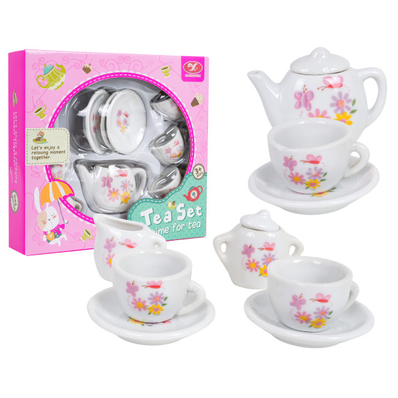 Játék kerámia teáskészlet 11 darabos TEA SET Time for tea - Virágmintás