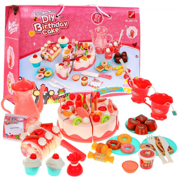 Detská krájacia torta s 82 doplnkami Inlea4Fun DIY BIRTHDAY CAKE