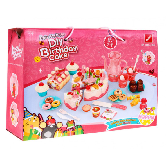 Detská krájacia torta s 82 doplnkami Inlea4Fun DIY BIRTHDAY CAKE