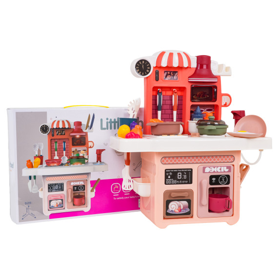 Bucătărie interactivă cu accesorii LITTLE CHEF Cooking Fun – roz
