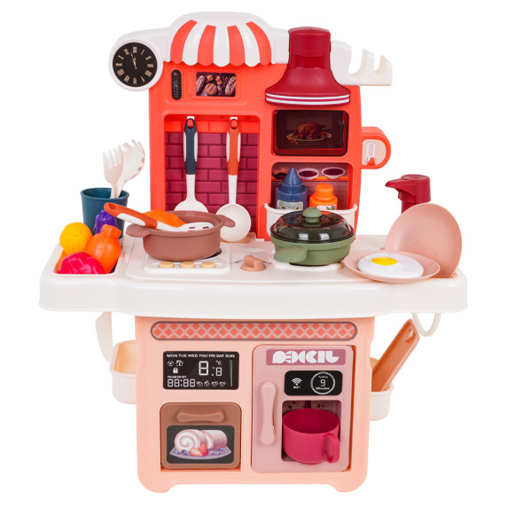 Bucătărie interactivă cu accesorii LITTLE CHEF Cooking Fun – roz