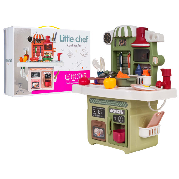 Bucătărie interactivă cu accesorii LITTLE CHEF Cooking Fun – verde